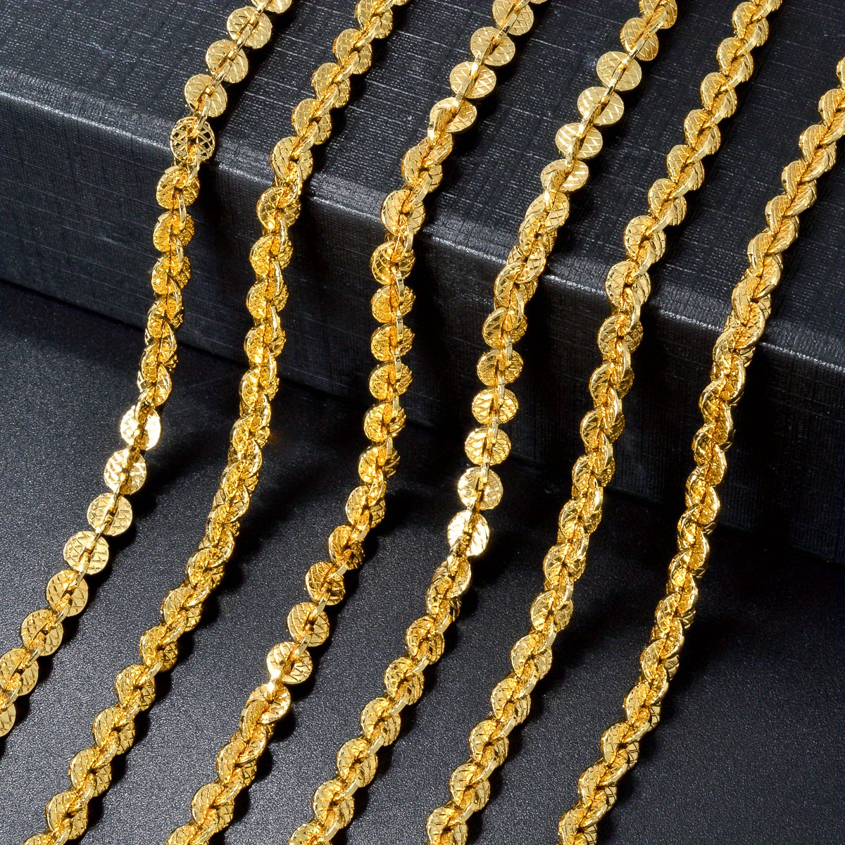 Vintage Inspired Sequin Chain Necklace Classic Embossed Texture